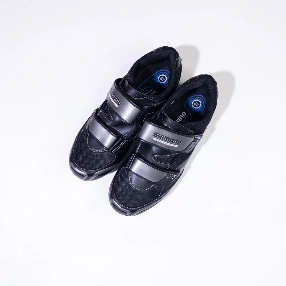 Shimano SH-R064 Cycling Shoes Mens Size 43 Black Silver Good SPD SPD-SL Cleats